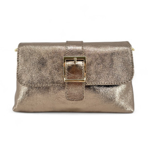 Mini sac en cuir champagne irisé pur vachette avec bandoulière