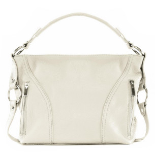 Sac à main femme en cuir italien grainé porté épaule et bandoulière beige sac très tendance