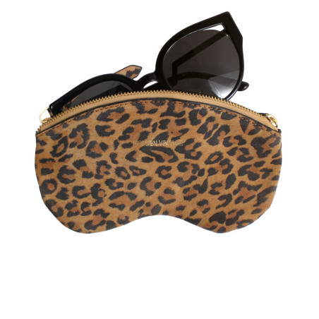 rangement pour lunettes en cuir à motif léopard made in France