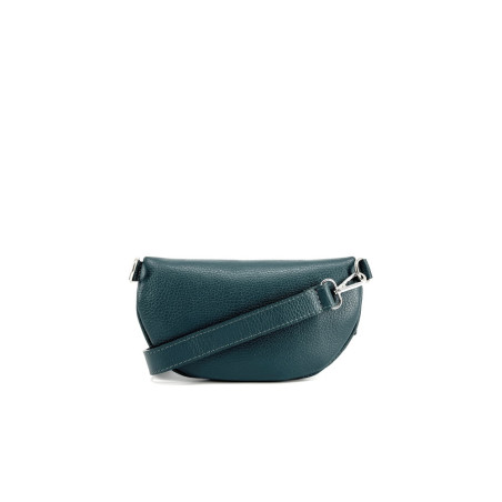 Sac très tendance femme en cuir italien pur cuir de vachette porté de travers et à la taille vert canard sac banane