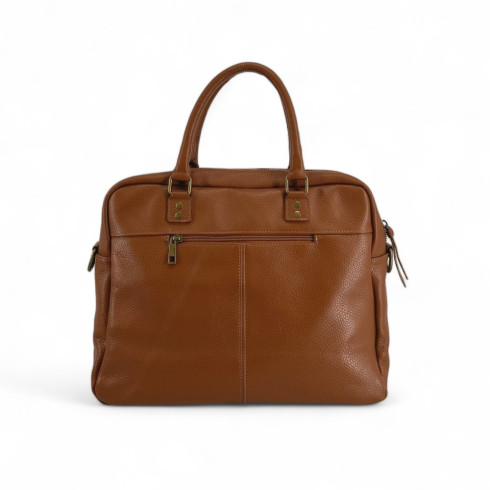 Sacs femme tendance en cuir grainé italien marron cognac avec bandoulière amovible