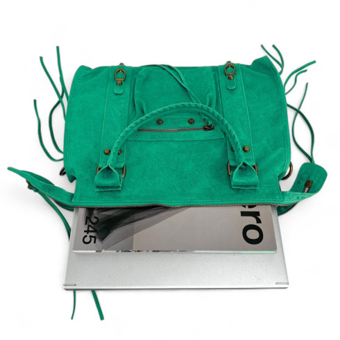 sac à main en cuir brossé italien pur vachette vert menthe pour femme