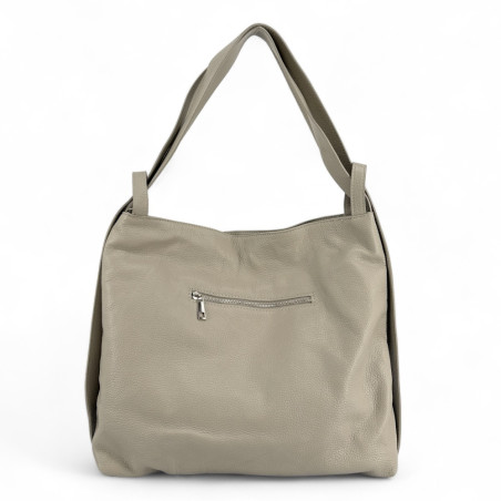 Sac femme très tendance en cuir italien pur cuir de vachette porté épaule gris clair sac à dos sac à main
