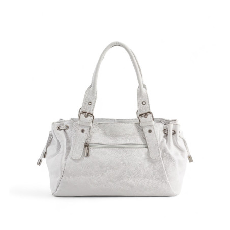 Sac en cuir blanc italien pur de vachette porté épaule pour femme type sac baguette