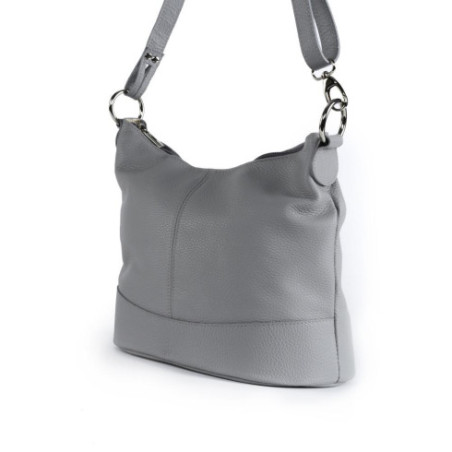 Sac bandoulière femme en cuir italien pur cuir de vachette porté bandoulière gris clair sac seau très tendance
