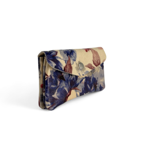 Porte-monnaie mode à motifs fleuris améthyste en cuir pour femme
