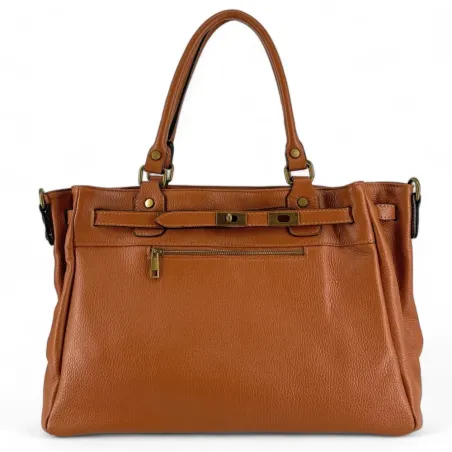 sac à main pour femme en cuir italien grainé marron camel pur vachette