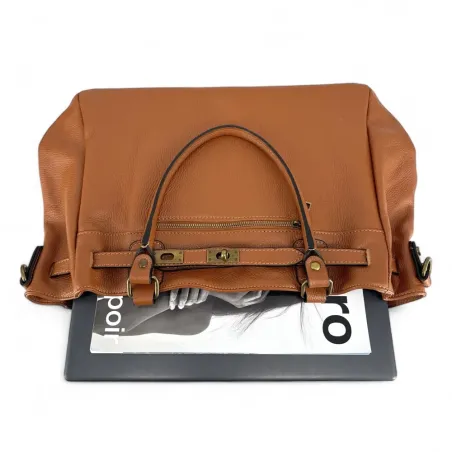 sac cabas tendance en cuir pur vachette italien camel femme