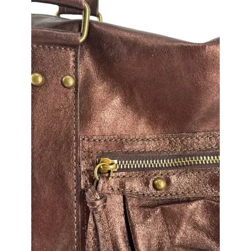 sacs a main en cuir glossy marron chocolat