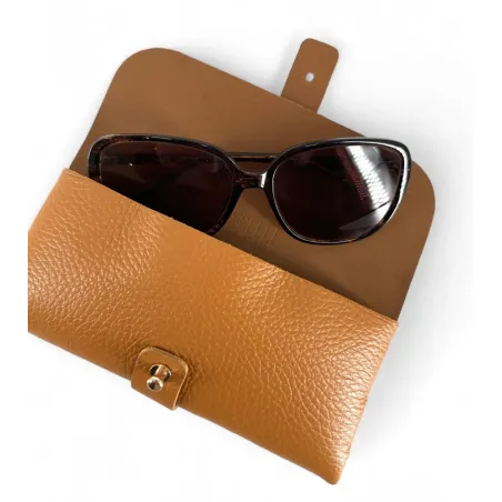 étuis à lunettes marron pur cuir de vachette fabriqué en Italie