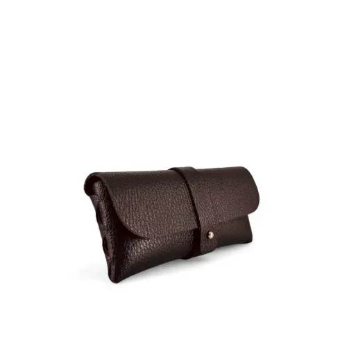 étui à lunettes femme élégant en cuir marron italien pur de vachette