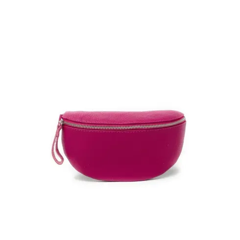 sac ceinture pour femme en cuir grainé violine pur de vachette italien