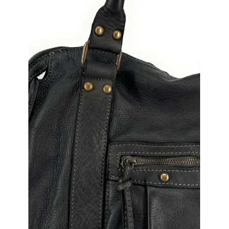 Sac de bureau en cuir vintage marron noir élégant pour femme