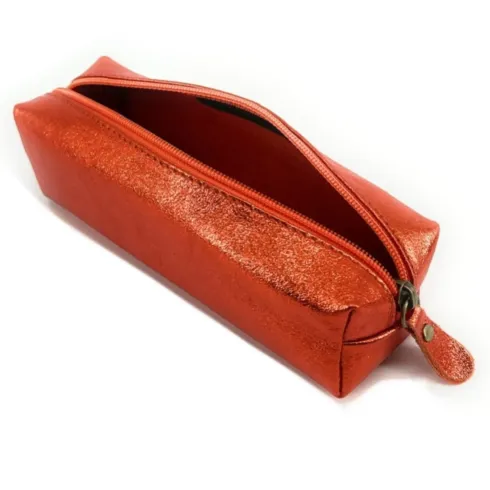 accessoire pour sac en cuir métallisé orange