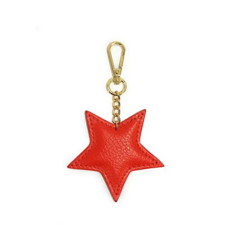 porte clé tendance femme en cuir grainé forme étoile mandarine