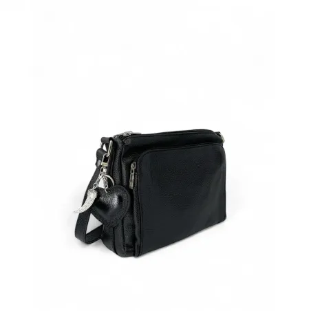 porte cle charm noir en cuir glossy italien pur de vachette forme coeur