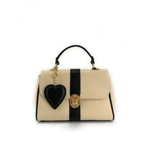 Porte-clé bijou de sac femme en cuir grainé noir fabriqué en Italie
