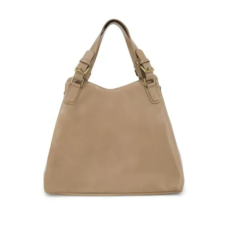 Sac hobo tendance femme en cuir italien pur cuir de vachette porté bandoulière taupe clair