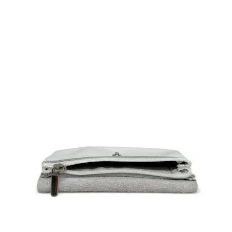 porte-monnaie pochette blanc pour femme en cuir grainé italien fabriqué en Italie