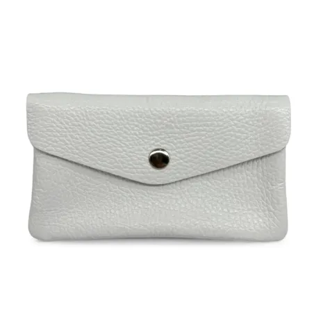 portemonnaie pochette porte-carte pour femme en cuir grainé blanc