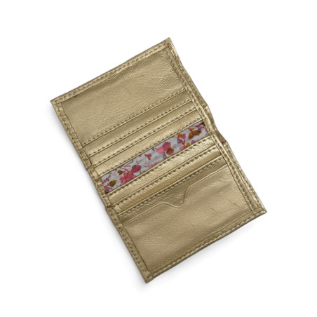 portefeuille porte carte en cuir brillant or italien haut de gamme pour femme