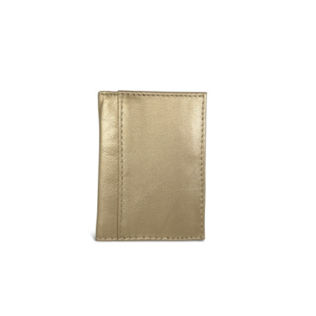 porte carte multipoche pour femme en cuir lisse souple doré