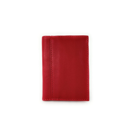 porte-carte rouge intense en cuir lisse italien pur vachette pour femme