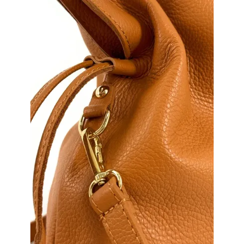 sac à main bourse en cuir grainé italien marron camel pur vachette pour femme