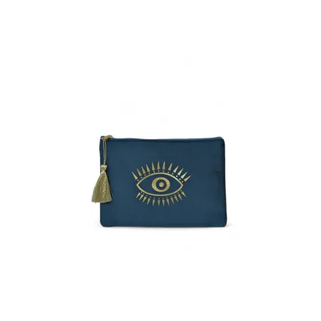 trousse femme en velours bleu à motif très tendance