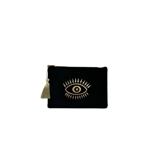 trousse noire pour femme à motif en tissu velours élégant