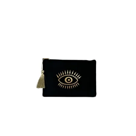 trousse noire pour femme à motif en tissu velours élégant