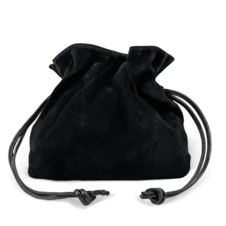 sac bourse noir en daim italien pur de vachette pour femme avec bandoulière amovible