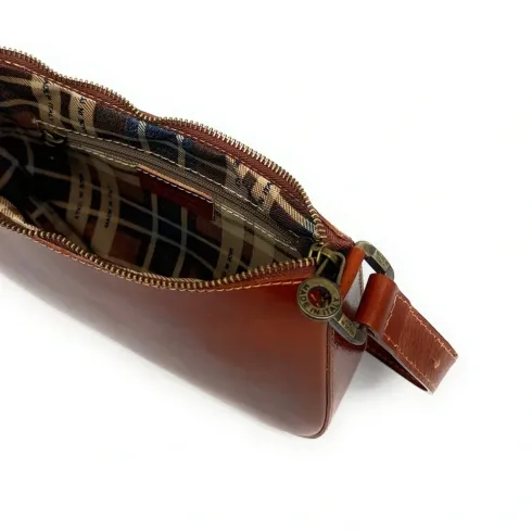 sac à main demi-lune femme en cuir lisse italien marron cognac