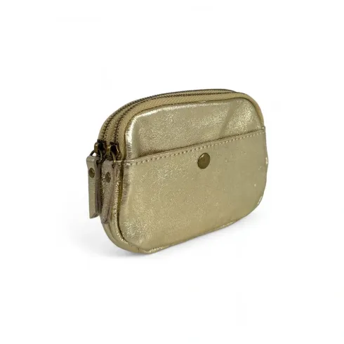 porte-monnaie pochette doré pour femme tendance en cuir italien métallisé