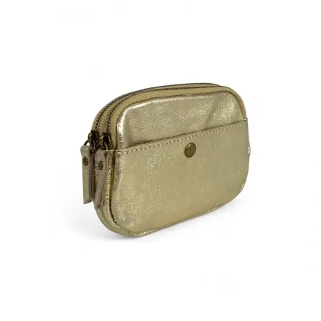porte-monnaie pochette doré pour femme tendance en cuir italien métallisé