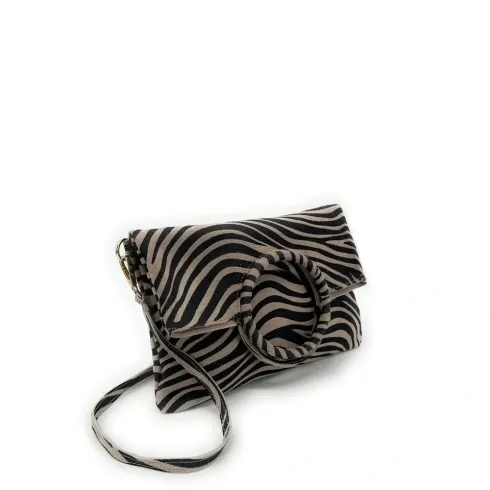 sac à main à motifs animalier en cuir nubuck italien daim femme taupe