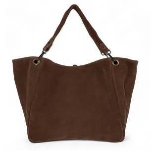 maxi sac à main tendance femme réversible marron choco et camouflage en cuir nubuck