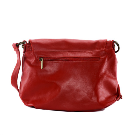 Sac bandoulière tendance femme en cuir lisse porté épaule et bandoulière rouge clair