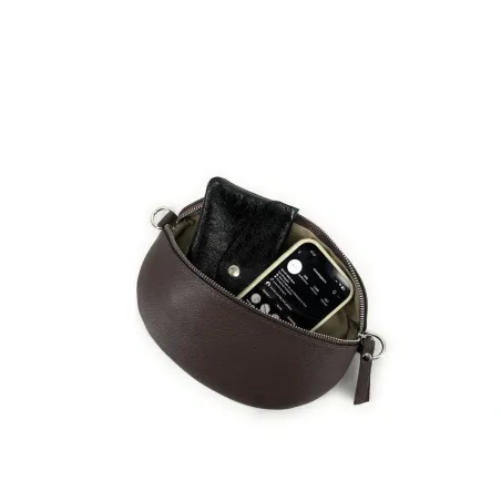 Sac mode femme en cuir italien pur cuir de vachette porté de travers chocolat sac banane tendance