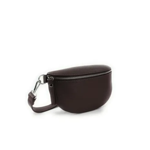 Sac mode femme en cuir italien pur cuir de vachette porté de travers et à la taille chocolat sac banane