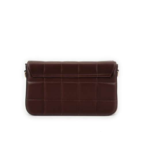 trotteur à bandoulière amovible marron foncé en cuir matelassé