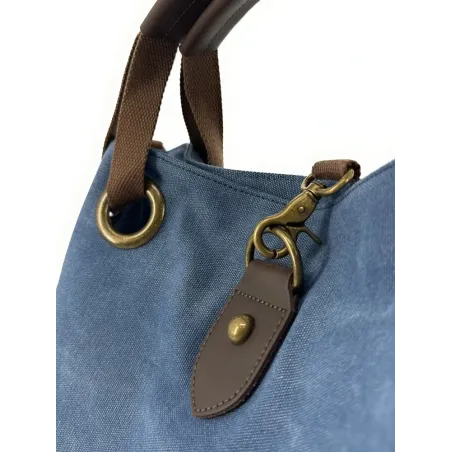 sac week-end pour femme bleu jeans en cuir et toile
