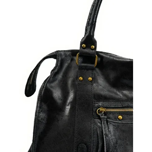 Sac mode femme en cuir italien pur cuir de vachette porté bandoulière et épaule noir sac tendance