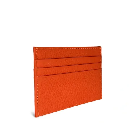 petite maroquinerie fabriqué en Italie en cuir grainé orange