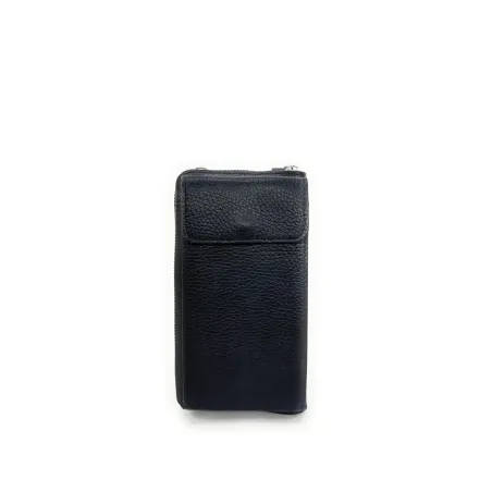 sac pochette tendance femme bleu foncé en cuir italien grainé