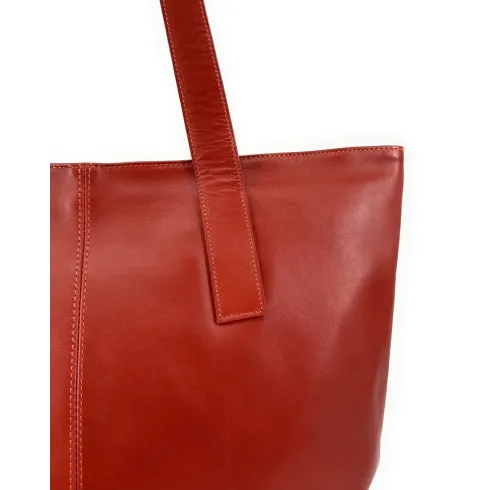 sac à main tendance pour femme en cuir lisse italien pur de vachette rouge brique