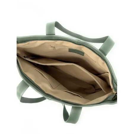 grand sac élégant en cuir pur de vachette lisse vert pastel