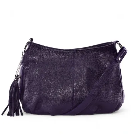 Sac mode femme en cuir italien pur cuir de vachette avec bandoulière violet sac tendance