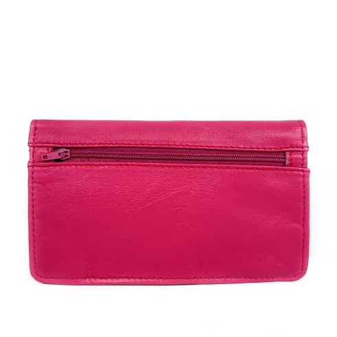 mini pochette porte-monnaie femme en cuir lisse rose intense