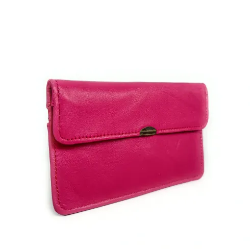 pochette en cuir lisse pour femme rose intense tendance et haut de gamme